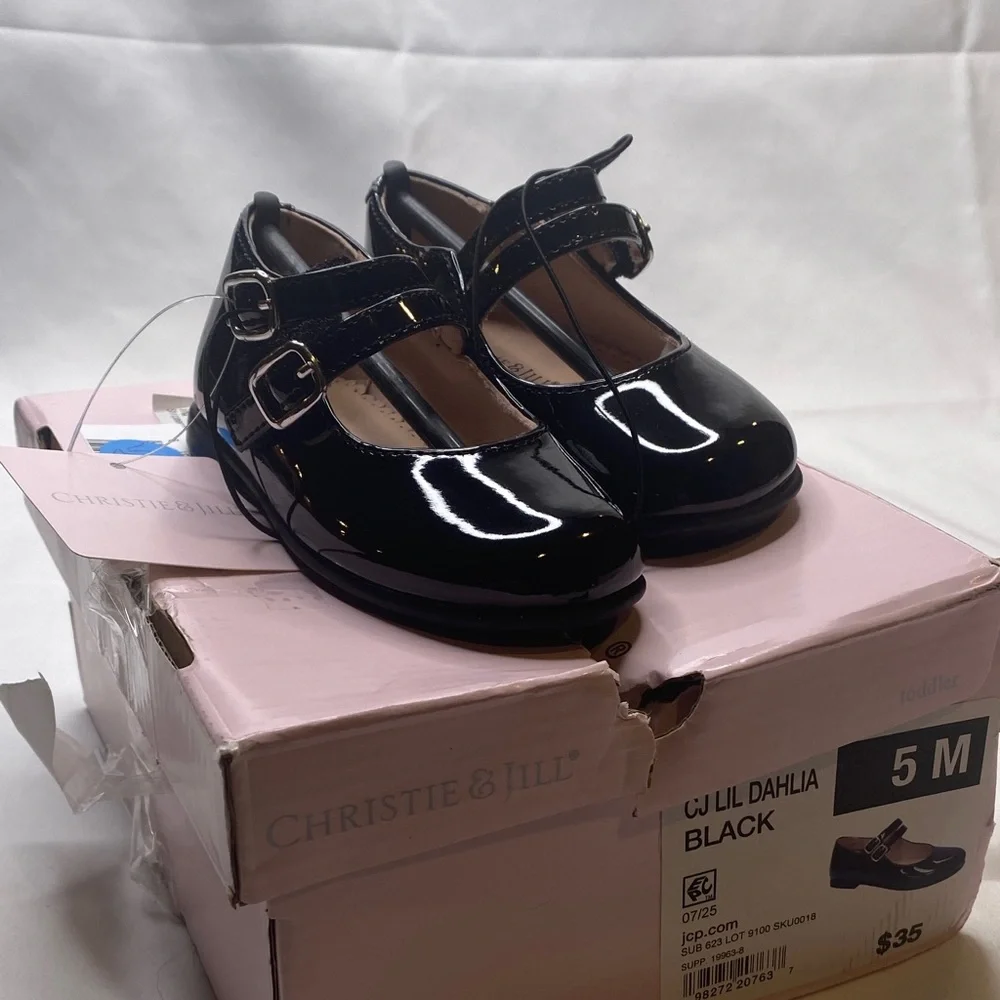 Christie & Jill Elegant Black Patent‎ Leather Kids Dress Shoes